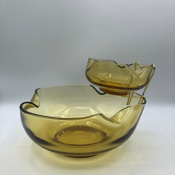 MCM Anchor Hocking “Accent Modern” Amber Yellow Chip and Dip Set - Picture 2 of 4